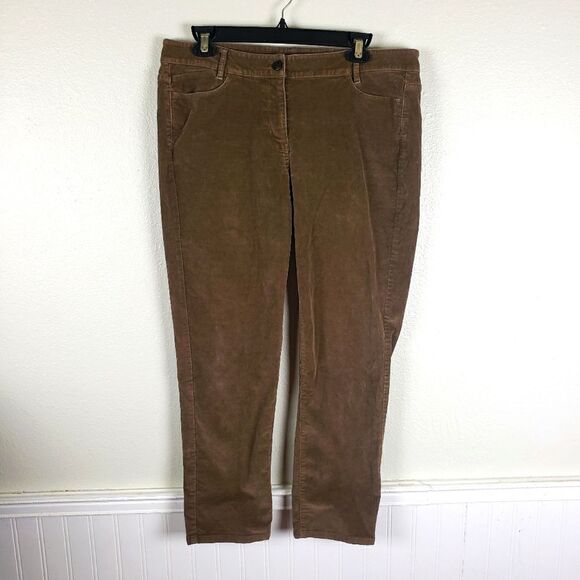 Women's J. Jill Brown Ribbed Corduroy Straight Leg Mid Rise Pants Size 12P - Picture 1 of 9